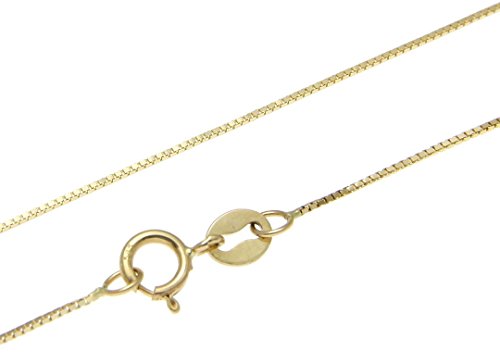Arthur's Jewelry 14K Solid Yellow Gold 0.6mm Box Chain Necklace 16
