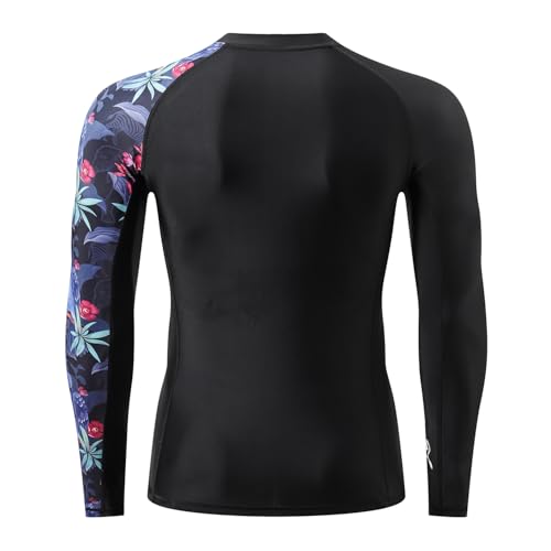 Image of HUGE SPORTS Men's Rash Guard Long Sleeves UPF 50+ UV Sun Protection Quick Drying Splice Compression Swim Shirts