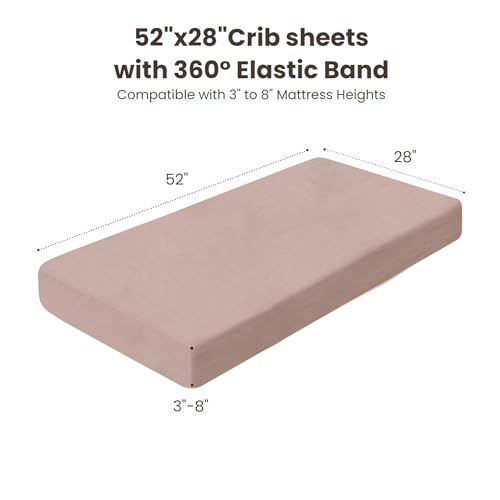 Image of Konssy Muslin Crib Sheets for Boys, Soft Cotton Neutral Baby Sheets for Standard Crib Mattress 2 Pack, 52 inchx28 inch (Soft Blooms,Taupe)