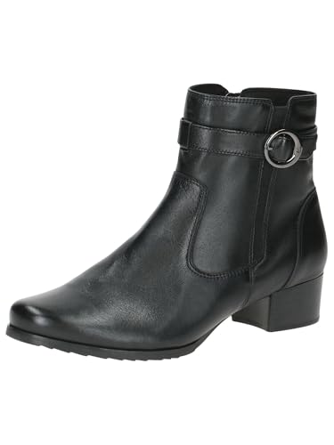 CAPRICE Comfort Damen Stiefeletten mit Absatz aus Leder mit Reißverschluss, Schwarz (Black Nappa), 40 EU