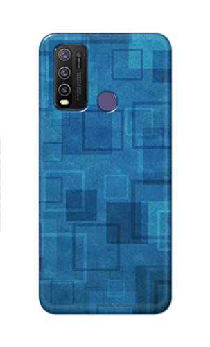 Image of Printed Hard Back Cover Case for Vivo Y50 Back Cover (Plain Azure Blue) -1302