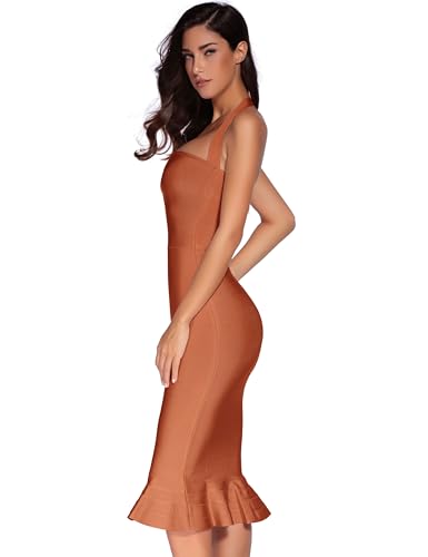 Image of meilun Womens Halter Fishtail Bandage Party Dress Elegant Wedding Guest Dress