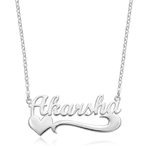 Image of TRUESILVER ACPL Personalized 925 Sterling Silver Name Necklace for Women & Girls | Customized Name Pendant Necklace | Custom Jewelry Gift for Birthday Anniversary Wedding