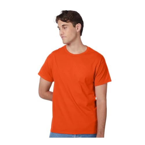 Hanes Authentic Short Sleeve T-Shirt, 100% Pre-Shrunk Cotton, Classic Fit, Tear Away Label, Orange, 4XL