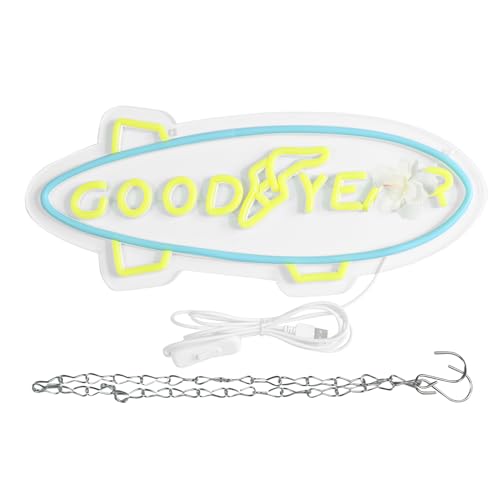 Image of WonderfulLife Goodyear Neon Sign for Tire Shop Auto Service or Garage Decor,Led Lights for Bar Man Cave Wall Decor,Bright Light of Automotive Supplies Store Display,5V USB Powered Easy Hanging.