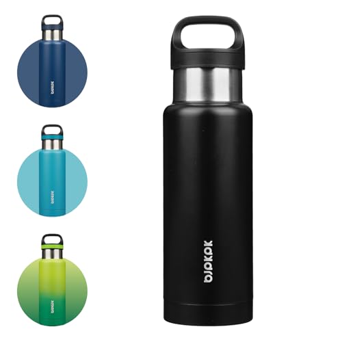 Image of BJPKPK Insulated Water Bottle 18OZ Stainless Steel Water Bottle with Handle Double Walls Vacuum Insulated BPA Free Flask, Black