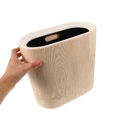 Caneca de Basura Plástica con Tapa Beige para Cocina y Baño miniatura 4
