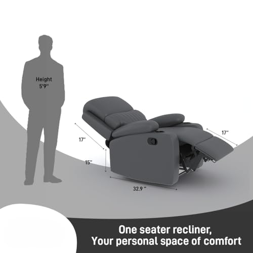 Image of Amazon Brand - Solimo Orleans | Single Seater Sofa Recliner | Manual Recliner (Leatherette Grey)