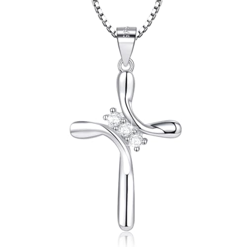925 Sterling Silver Cross Necklaces for Women 12 Color Birthstone...