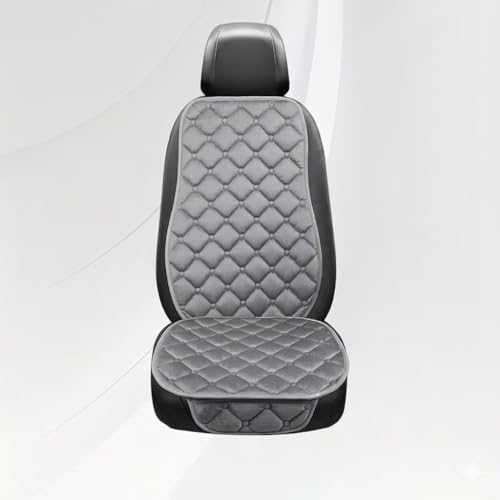 Image of Universal Car Seat Cushion Pad Soft Breathable Quilted Seat Cover with Pocket Non Slip Comfortable Front Seat Mat for Long Drive Driver Seat All Cars SUV Sedan Grey (Grey-1 Cover With Back Cover)