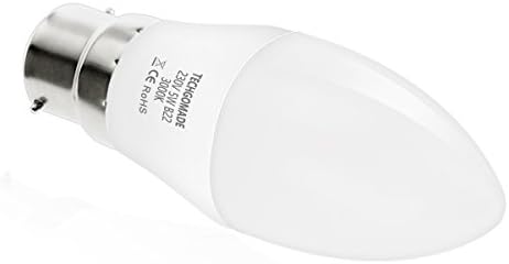 Techgomade B22 Led Light Bulb 5W (40W Equivalent), 3000K Warm White B22 Candle Bulb, Brighter 500LM C37 Bayonet Bulb, Non Dimmable, Ideal for Living Room, Dining Room, Kitchen-6 Pack