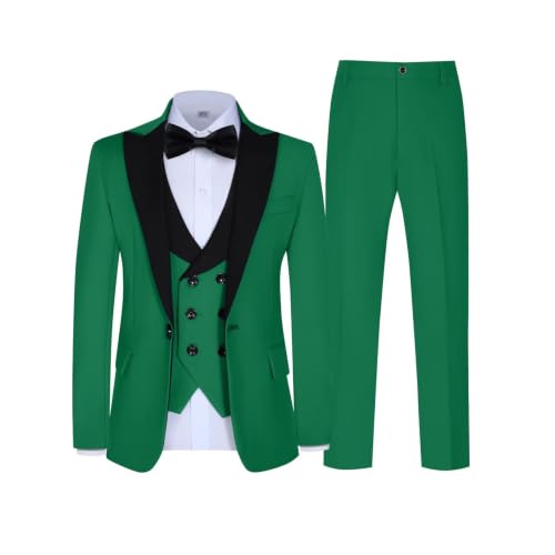 5 Pcs Suits for Boys Single-breasted Slim Fit Outfit, Green, Size 6Y