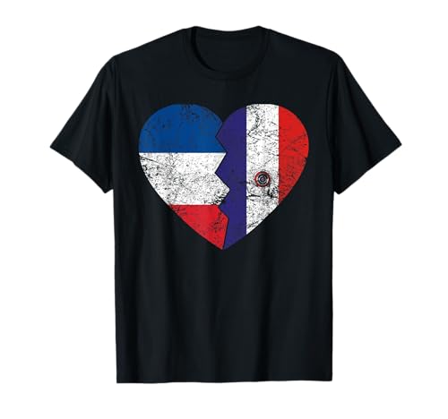 Drapeau paraguayen en forme de cœur | France Paraguay Roots T-Shirt