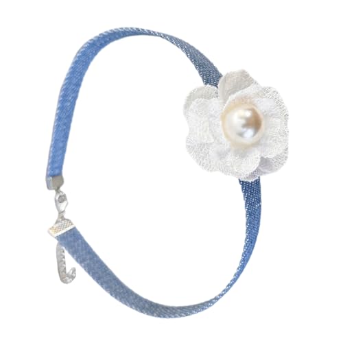 Blue Denims Belt with Large Flower Choker Necklace for Women Trend Neck Jewelry