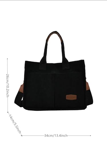Image of Cherry Tote Bag for Women Canvas Patched Purse Cute Shoulder Bag Multi-Pocket Satchel Handbag for work travel