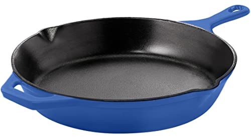 Utopia Kitchen Pre Seasoned Chefs Pan Cast Iron Skillet Frying Safe Grill Cookware for indoor & Outdoor Use (Blue, 10.25 Inch (Pack of 1))