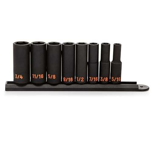 Image of GEARWRENCH 8 Piece 3 /8 inch Drive 6 Point SAE Hi-Viz Deep Impact Socket Set | 84915H