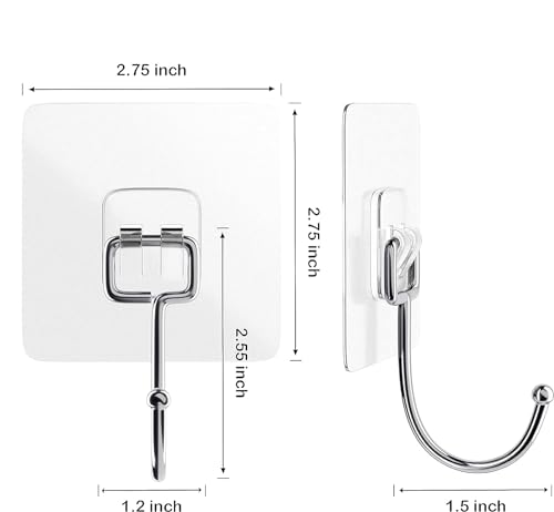 Image of TEKCOOL Wall Hooks for Hanging Strong, 10 Pack Adhesive Hooks for Wall Heavy Duty, Wall hangings, Kitchen Accessories Items. (10 Pack)'