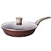 BOCbco Wok Antiadherente con Tapa, Wok Antiadherente con Tapa de Granito Dere, para Todos Los Tipos de Cocina Incluida la Inducción, Sartén Antiadherente Natural,Red,22Cm