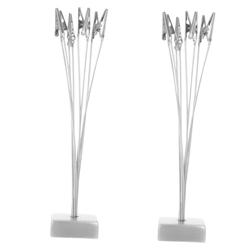 Porte-cartes de table multifonction support photo mémo clips ajustables métal argenté