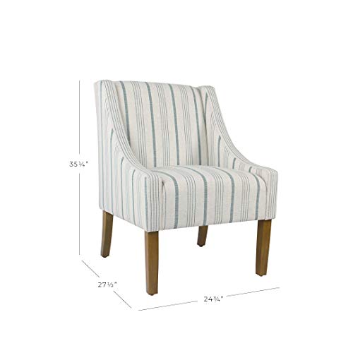 HomePop Modern Swoop Arm Accent Chair, Blue Stripes - Image 3