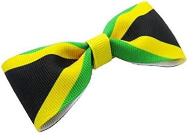 Jamaica Flag Girls Hair Bow Fashion Accessory in Black Yellow and Green