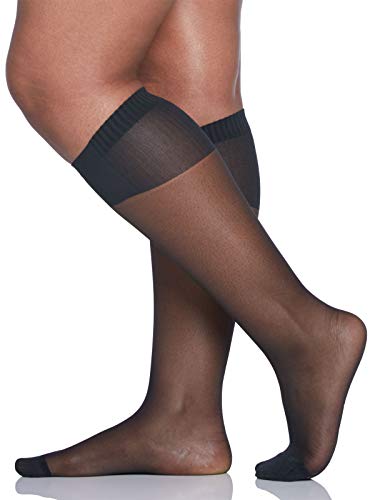 Berkshire Women's Plus Size Comfy Cuff Curvy Wide Calf Trouser Socks, Black, Plus Size