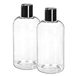 ljdeals 8 oz Clear Plastic Empty Bottles with Black Disc Top Caps, Squeezable Refillable Containers for Shampoo, Lotions, Cream and More, Pack of 2, BPA Free, Made in USA - Image 3