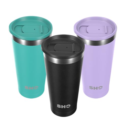 SHO Calix - Insulated Stainless Steel Coffee Cup, Travel Mug & Tumbler - Splash Proof - 500ml - 6 Hours Hot & 12 Hours Cold - Reusable, BPA Free, Thermal Vacuum Flask (Jet Black, 500ml) SHO Calix - Insulated Stainless Steel Coffee Cup, Travel Mug & Tumbler - Splash Proof - 500ml - 6 Hours Hot & 12 Hours Cold - Reusable, BPA Free, Thermal Vacuum Flask (Jet Black, 500ml)