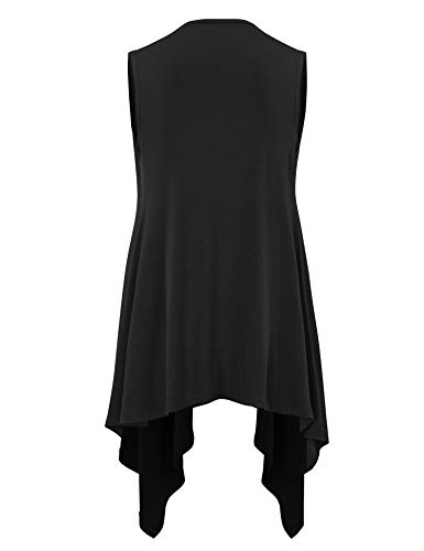 Made By Johnny Women's Lightweight Sleeveless Draped Open Cardigan2