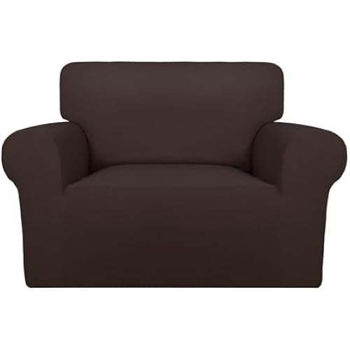 PureFit Super Stretch Sofa Slipcover – Spandex Non Slip Soft Couch Sofa Cover, Washable Furniture Protector with Non Skid Foam and Elastic Bottom for Kids, Pets (Oversized, Chocolate)