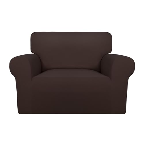 PureFit Super Stretch Sofa Slipcover – Spandex Non Slip Soft Couch Sofa Cover, Washable Furniture Protector with Non Skid Foam and Elastic Bottom for Kids, Pets (Oversized, Chocolate)