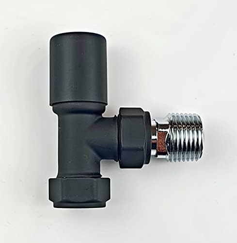 Greenedhouse Oslo Black TRV Angled Designer TRV Thermostatic Radiator & Towel Rail Valve Radiator Towel Heater Valve, Matt Black, 1/2'' - 15mm