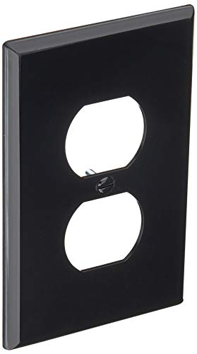 Image of Leviton 1-Gang, 1-Duplex, Midway Nylon Wallplate, Midway Size, 1 Pack, PJ8-E, Black