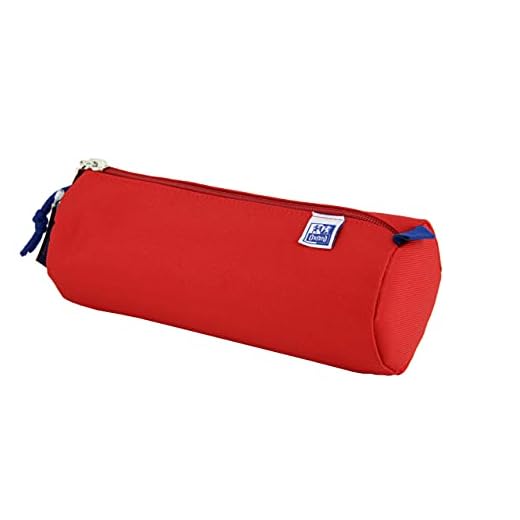 Oxford - Estuche escolar redondo grande, kangoo kids con goma, 22 cm, color rojo
