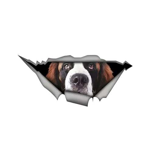 Pegatina para el coche de San Bernardo de 18 cm (7,1 pulgadas) San Bernard Car Sticker 3D Rasgado Pegatina de Coche Divertido San Bernardo Reflectante Pegatina Parachoques Personalizar Decoración