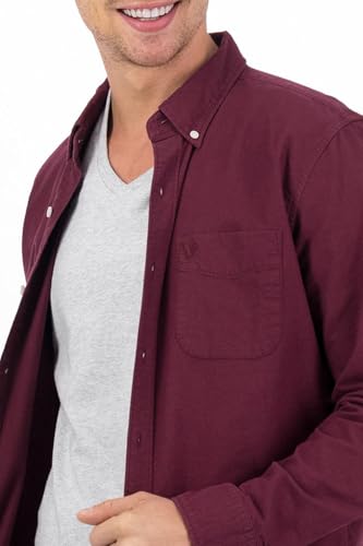 Image of American Eagle Men Burgundy Slim Fit Oxford Button-Up Shirt