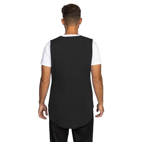 PALLTEX Ampato Überwurfschürze Damen Herren – Kittelschürze mit Taschen, verstellbar, Berufsschürze für Arbeit, Gastronomie, Reinigung, Friseur & Kosmetik, Größen S/M, L/XL, 2XL (Schwarz, 2XL)