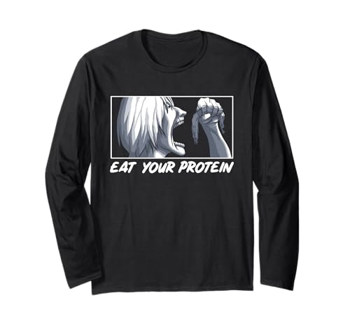 Eat Your Protein Anime Gym Manga Bodybuilding Fitness Anime Long Sleeve T-Shirt