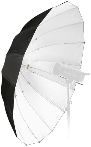 Fotodiox Pro 72in Parabolic White Reflective Umbrella Kit with Diffusion Cover - 16-Rib Black/White Photographic Umbrella