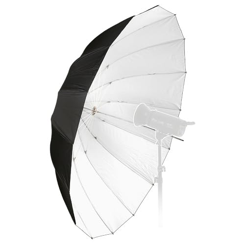 Fotodiox Pro 72in Parabolic White Reflective Umbrella Kit with Diffusion Cover - 16-Rib Black/White Photographic Umbrella