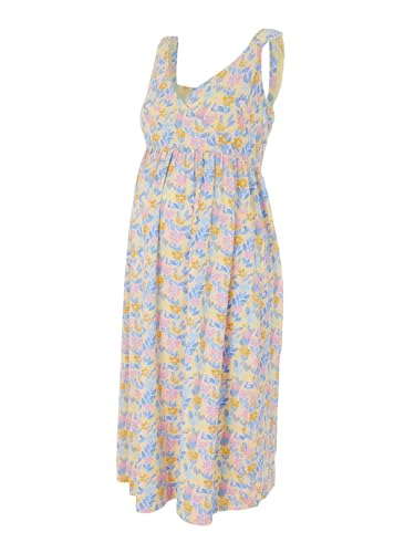MAMA.LICIOUS Women's MLBRASIL TESS S/L Jersey UK Dress 2F A. Trägerkleid, French Vanilla/AOP:Flowers, M