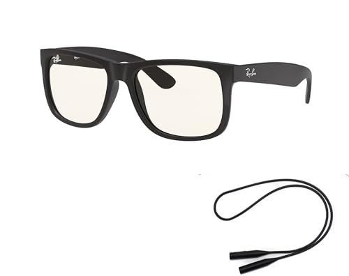Ray-Ban RB4165 Sunglasses Bundle: RB 4165 JUSTIN 622/5X Justin Rubber Black Clear and Universal Anti-slip Silicone Leash2