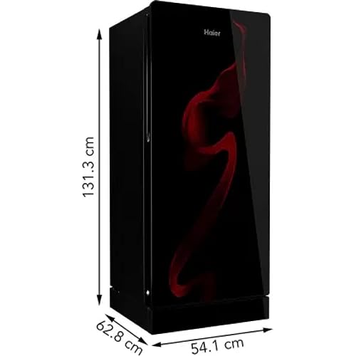 Image of Haier 190L 3 Star Direct Cool Single Door Refrigerator|Premium Glass Finish|3 Toughened Glass Shelves|Large Veg Box|1 Hour Icing Technology|Easy Clean Back (HRD-2103PSG-P, Spiral Glass, Base Stand)