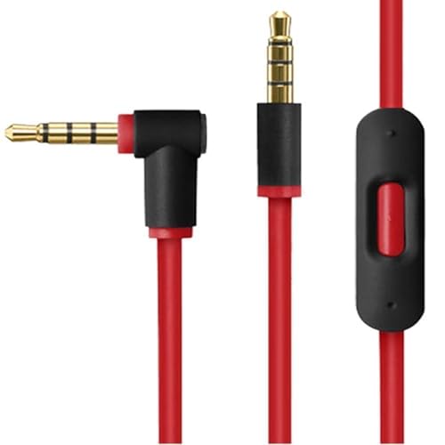 Asobilor Replacement Beats Aux Cord Audio Cable Wire Compatible with Solo 2 3 4 Studio Pro Detox Wireless Mixr Executive Pill (Black-red)