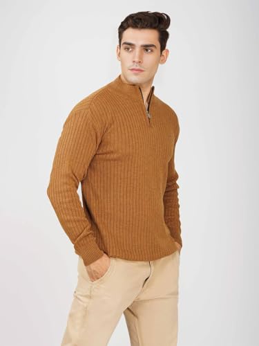 Image of LOQUE Men's Wool Blend Selection Sweater Half Zip High Neck Pullover Warm Casual Winter Wear for Office and Travel