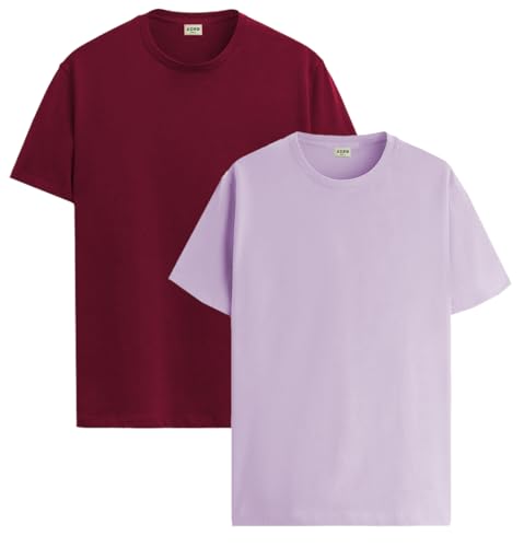 Image of ADRO Men's Cotton Regular Fit Combo Plain Solid T-Shirt Pack of 2