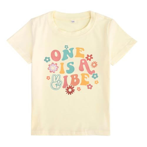 Image of Birthday Girl Shirt Toddler 5th Birthday Shirt Five is A Vibe Print T-Shirt Cute Short Sleeve Outfit Kids