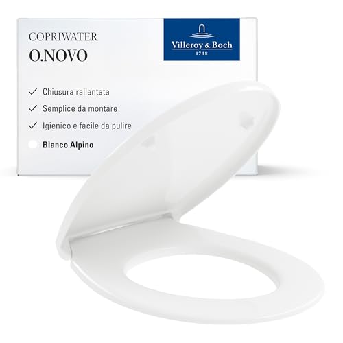 Villeroy & Boch O.novo copriwater - coperchio per water bianco lucido con chiusura ammortizzata - removibile, tavoletta wc in Duroplast - elegante coperchio water ovale - pezzo di ricambio originale