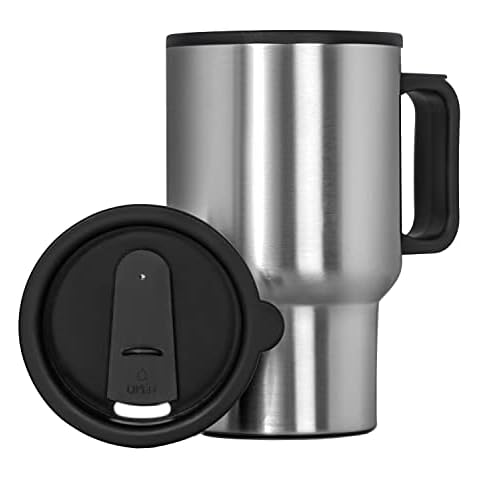 Maxam Stainless Steel Travel Mug with Tapered Bottom to Fit Most Cup Holders, 14 Ounce Cover